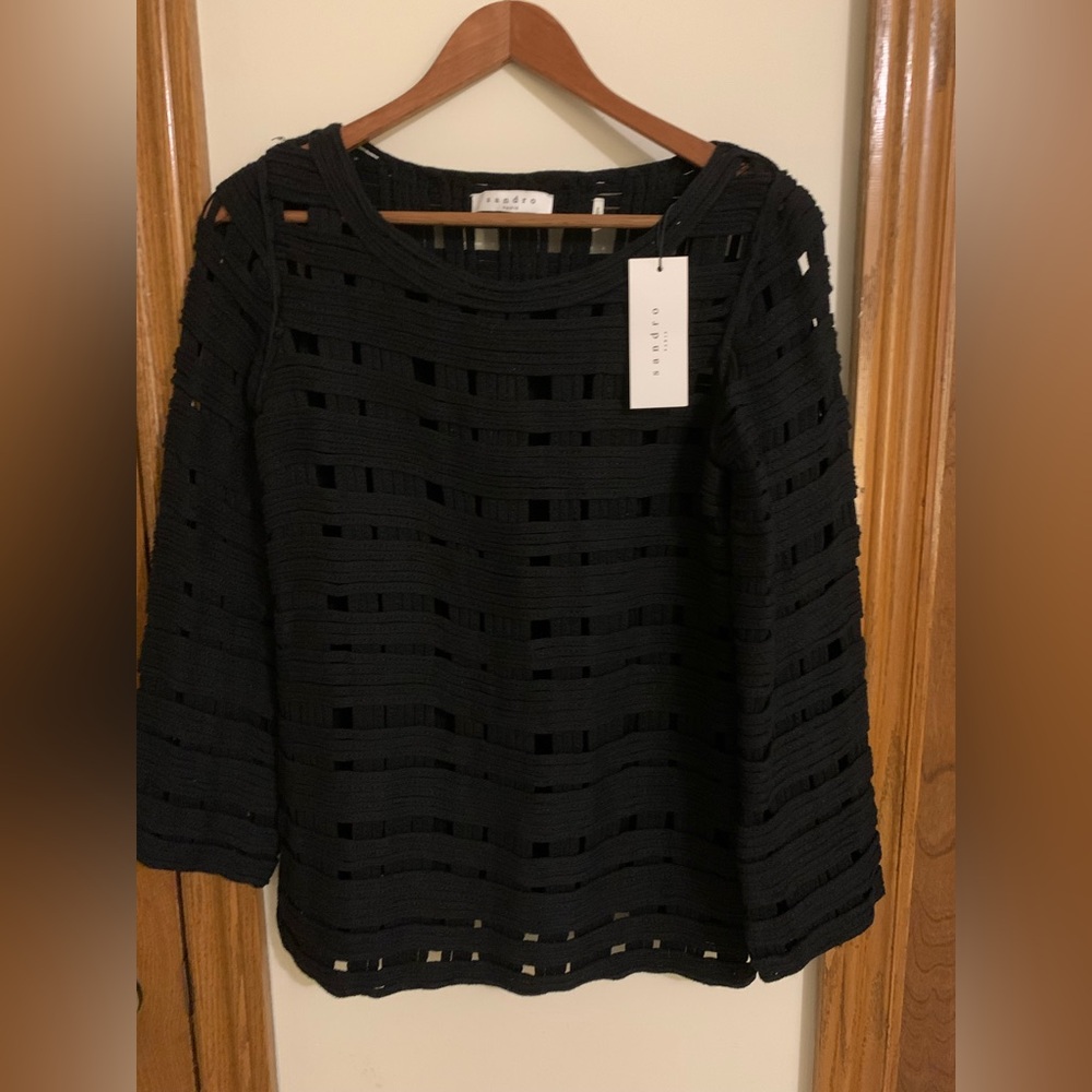 New with tags Sandro black sweater - unique knit design